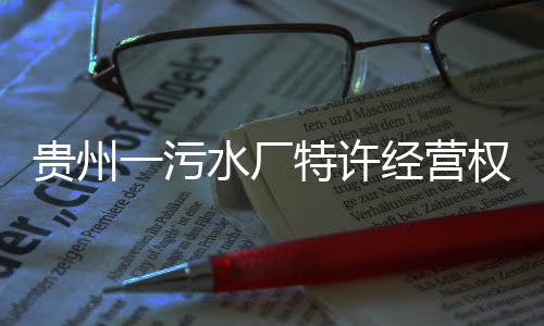 贵州一污特许止水厂权终经营